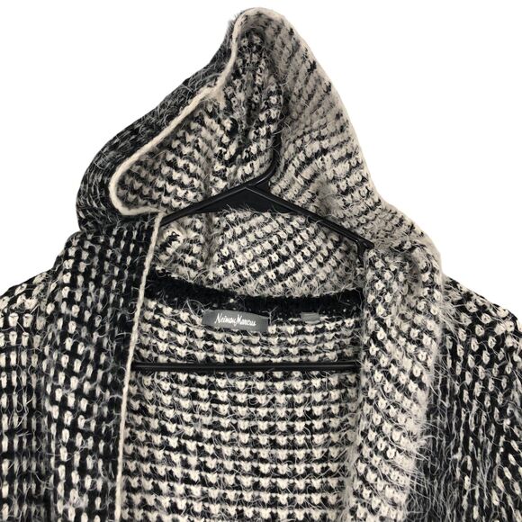 Neiman Marcus Cardigan Open Front, Belted Sweater Hoodie, Eyelash Fabric, sz  L - Picture 5 of 10